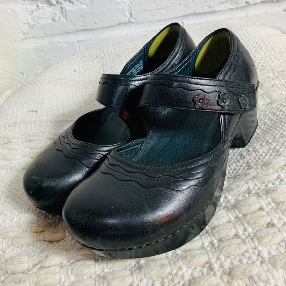 Dansko Leather Clog Flower Velcro Mary Janes - Picture 4 of 6